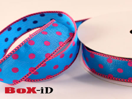 Dots wired : blauw/rose      25 mm x 15 m